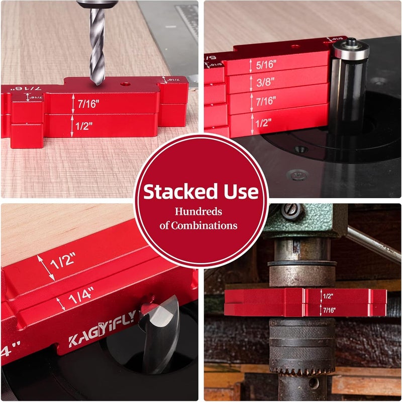 KAGYIFLY Setup Blocks Woodworking, 14pcs Aluminum Setup Blocks Height Gauge Set for Router Table Saw and Angle Measure Set up (Each Setup Bars has Different Thickness) - Image 3